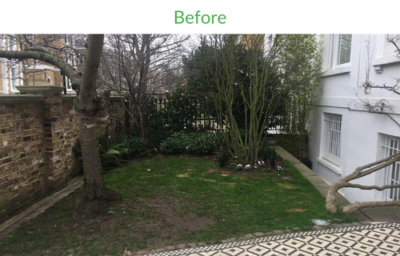 Before the soft landscaping and garden turfing installation in Notting Hill London