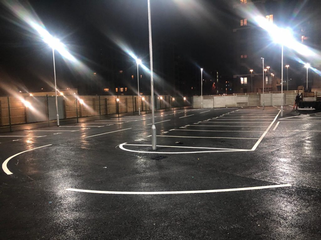 A large tarmac surface carpark installed by Greenstone Landscapes