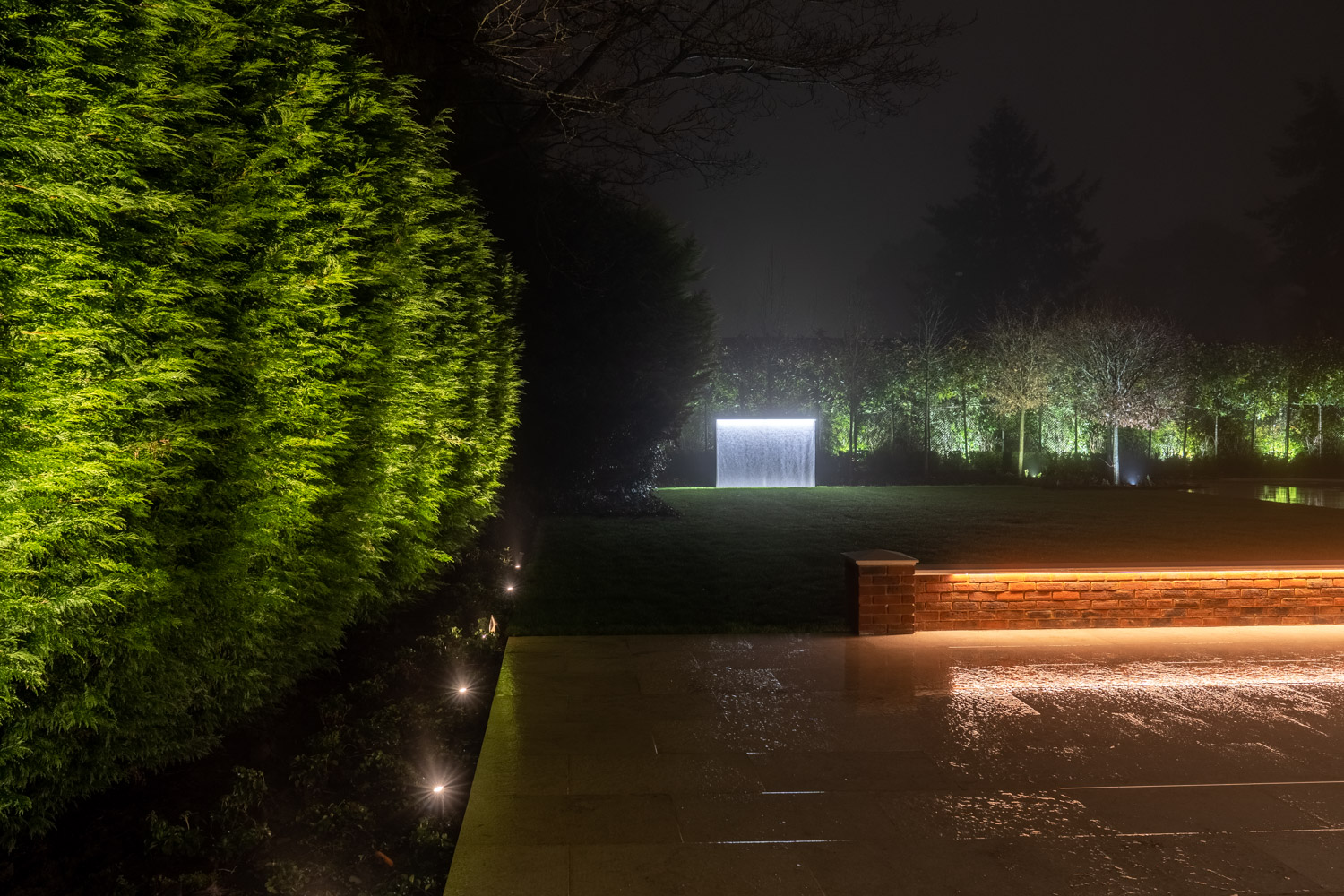 hard landscaping garden building waterfall in Surrey