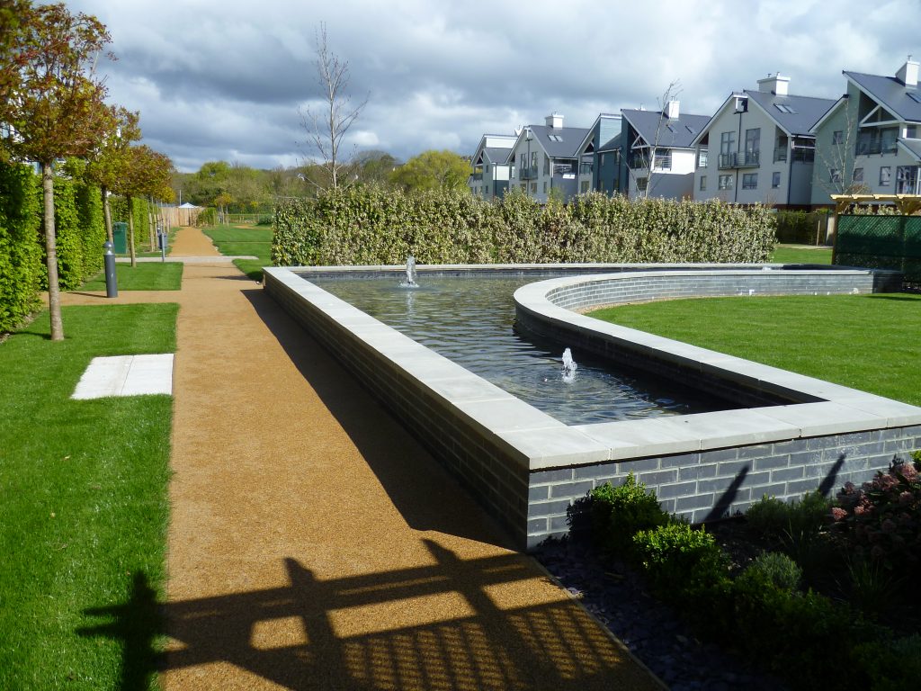 resin surfacing around water features installed by Greenstone Landscapes