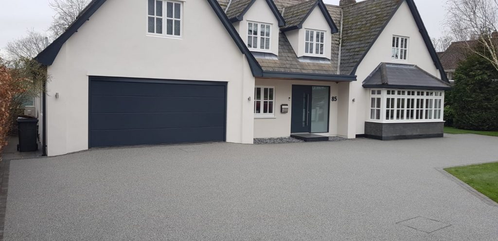 Grey coloured resin-bound gravel surface installation at Ingatestone in Essex