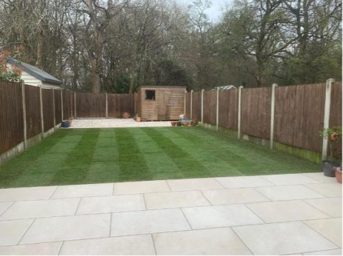 garden landscaping project and patio installation in Chelmsford Essex and turfing