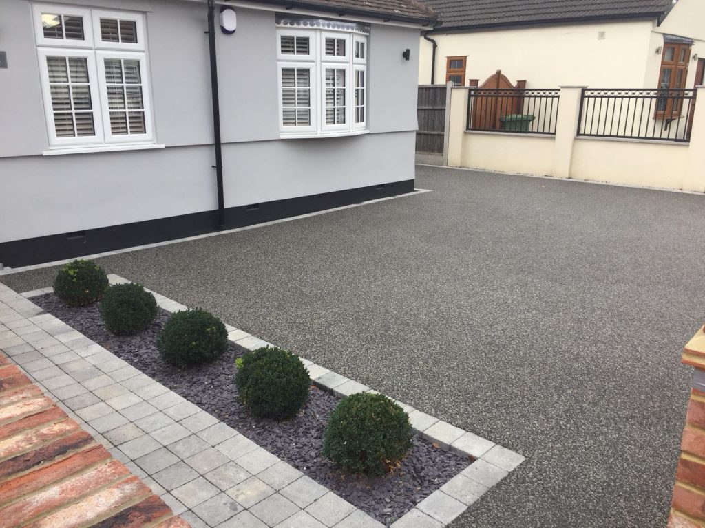 completed silver coloured resin bound driveway